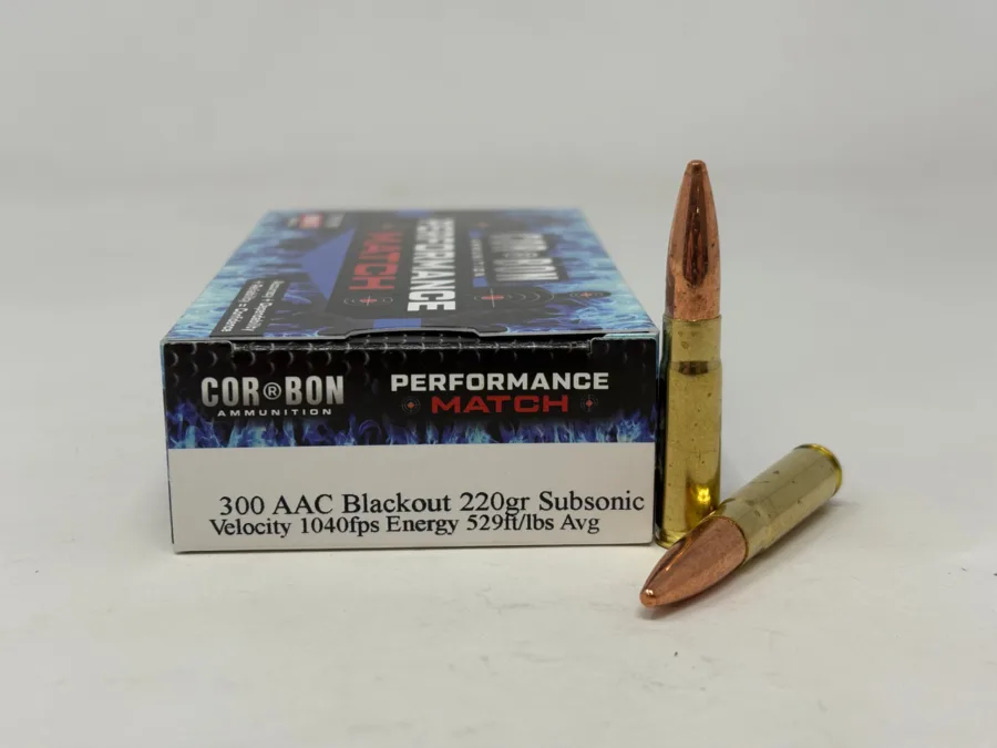 Corbon 300 AAC Blackout Ammunition PM300AAC220 220 Grain Performance Match Subsonic Open Tip 20 Rounds