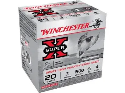 Winchester 20 Gauge Xpert High Velocity Ammunition WEX2034 3" 7/8 oz #4 Non-Toxic Plated Steel Shot CASE 250 rounds