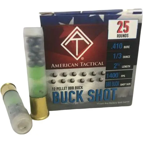 ATI BBB Buck Shotshell 410ga 2-1/2" 1/3oz 1400fps 12 plts 25/ct