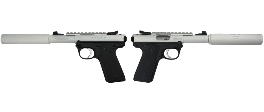 RUGER MARK IV 22/45 22LR PISTOL 4.4" T.B. WHITE 2-10RD MAGS