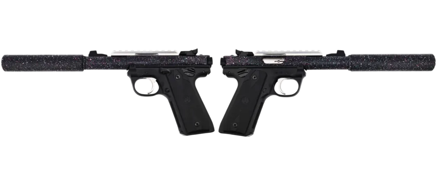 RUGER MARK IV 22/45 22LR PISTOL 4.4" T.B. SPLATTER 2-10RD MAGS